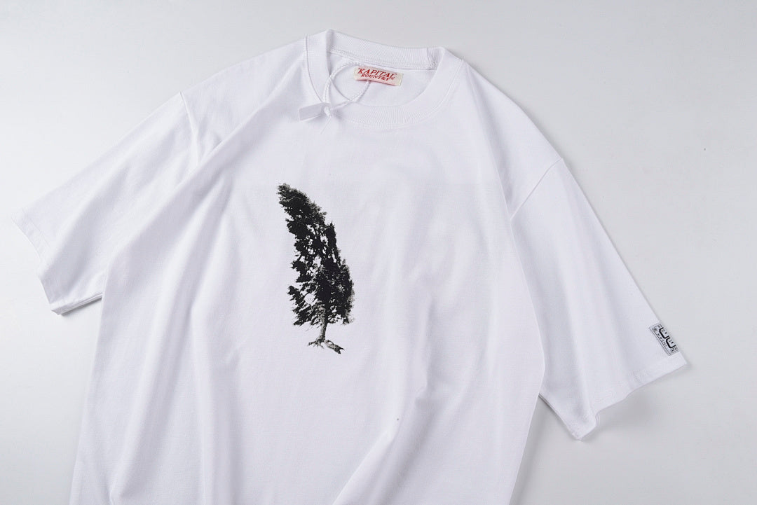 Kapital Kountry Hirata Kazuhiro Tree Print Crew Neck T-Shirt - Light Gray - product image 8