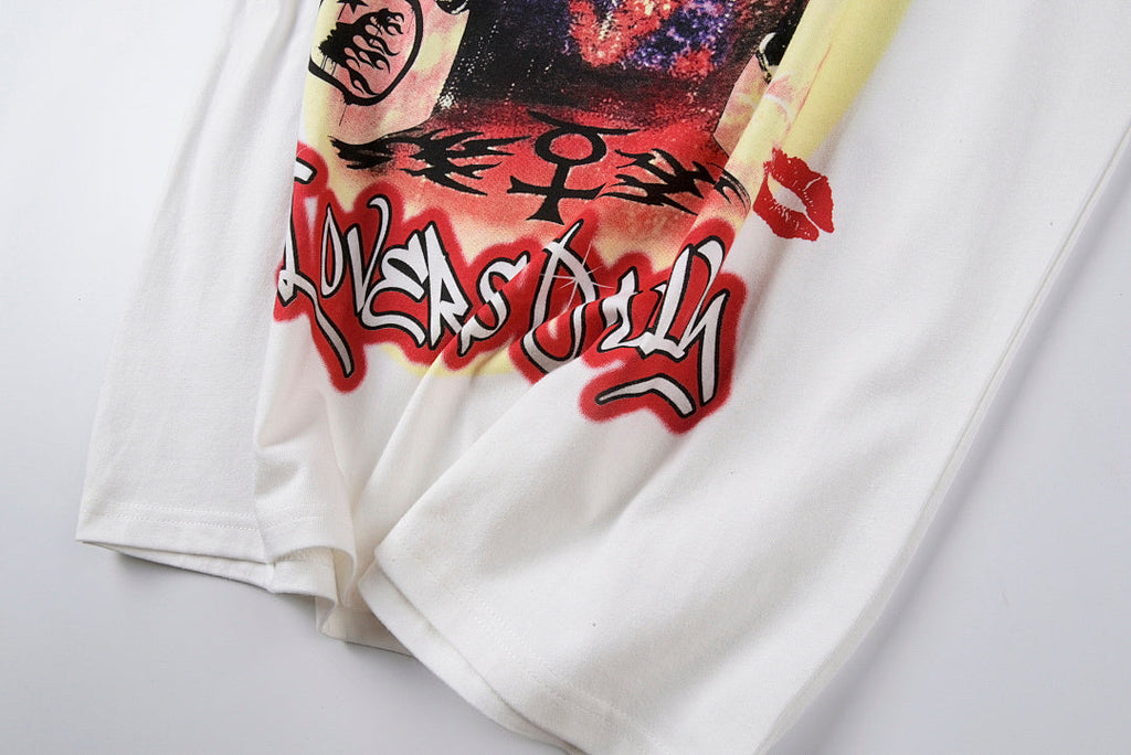 Hellstar Studios Lovers Flaming Heart Graphic T-Shirt - Light Gray - product image 7