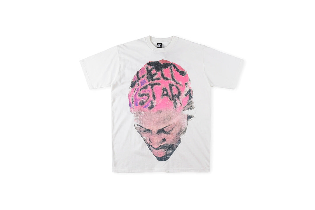 Hellstar Studios Rodman Green Portrait Graphic T-Shirt - Light Gray - product image 1