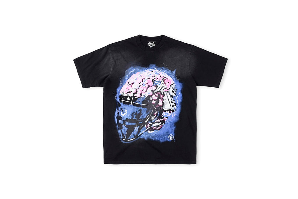 Hellstar Studios Brain Helmet Washed Graphic T-Shirt - Black - product image 1