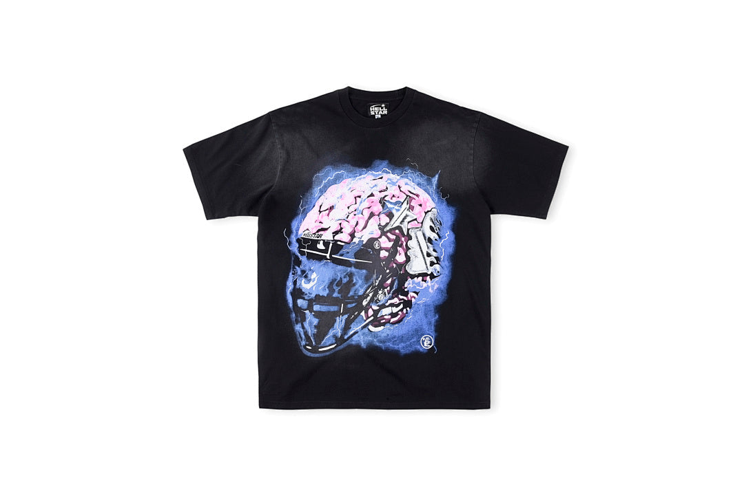 Hellstar Studios Brain Helmet Washed Graphic T-Shirt - Black - product image 1
