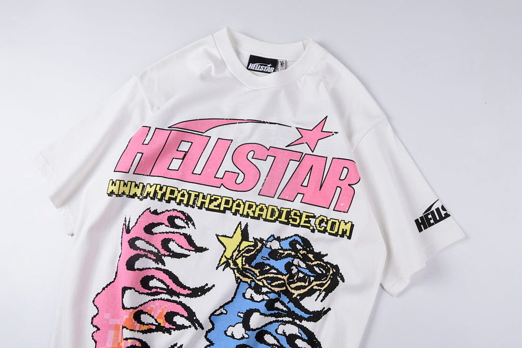 Hellstar Studios Half Face Graphic T-Shirt - Light Gray - product image 9