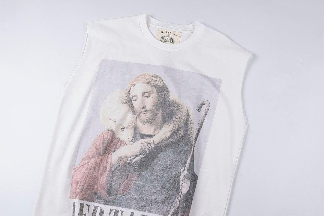 Vertabrae Shepherd Portrait Graphic Tank Top T-Shirt - Light Gray - product image 8