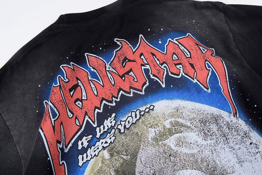 Hellstar Studios Full Moon Wolf Graphic Washed T-Shirt - Black - product image 8