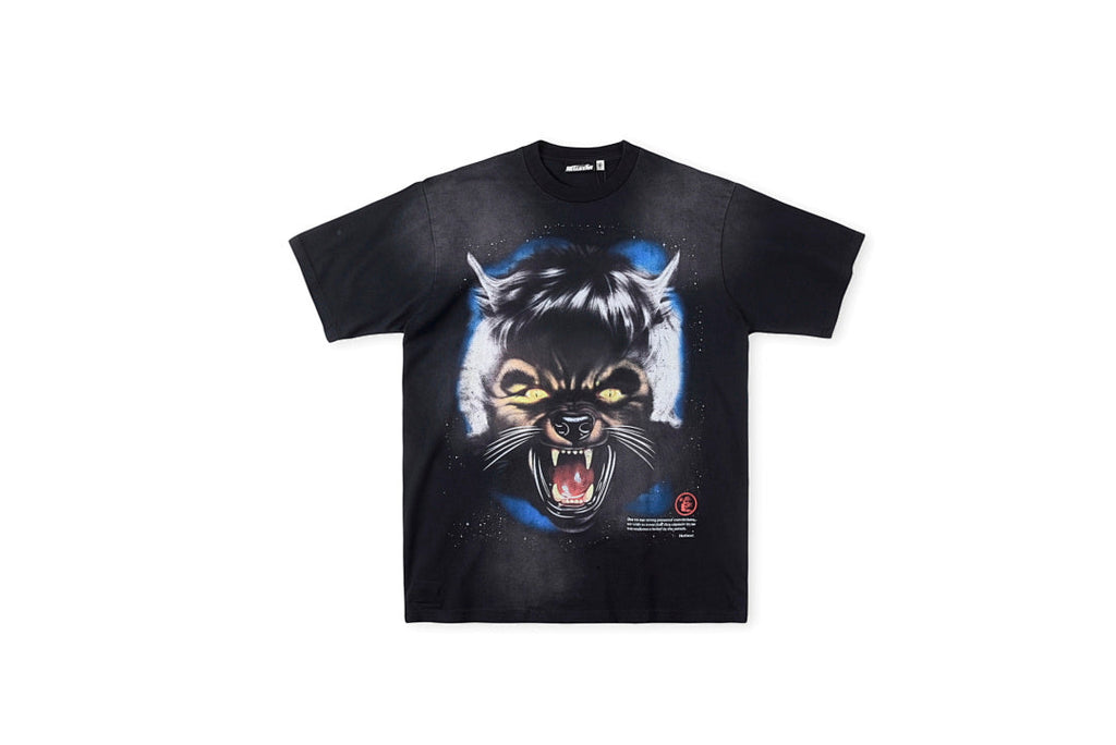 Hellstar Studios Full Moon Wolf Graphic Washed T-Shirt - Black - product image 1
