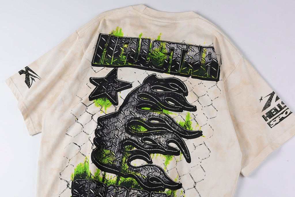 Hellstar Studios War Ready Skull Helmet Tie-Dye T-Shirt - Light Gray Cream - product image 15
