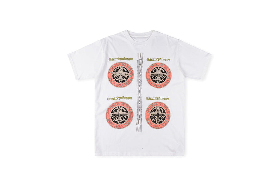 Travis Scott Cactus Jack Utopia Emblem Graphic T-Shirt - Light Gray