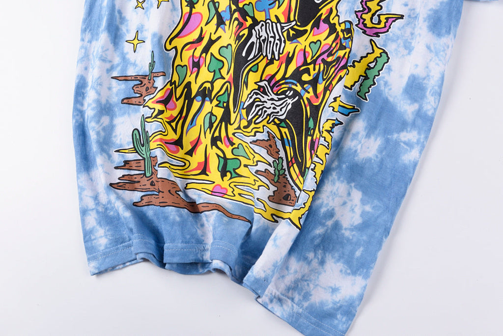 WL Tie-Dye Skull Graphic Cotton T-Shirt - Light Blue - product image 7