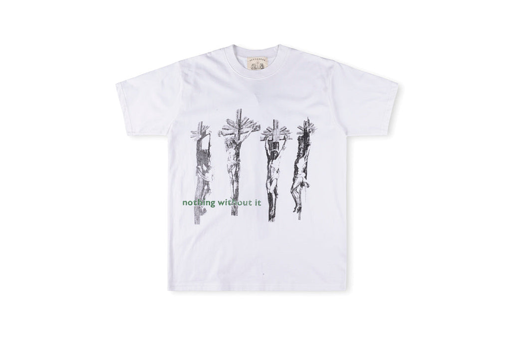 Vertabre Push Crucifix Graphic Cotton T-Shirt - Light Gray - product image 1