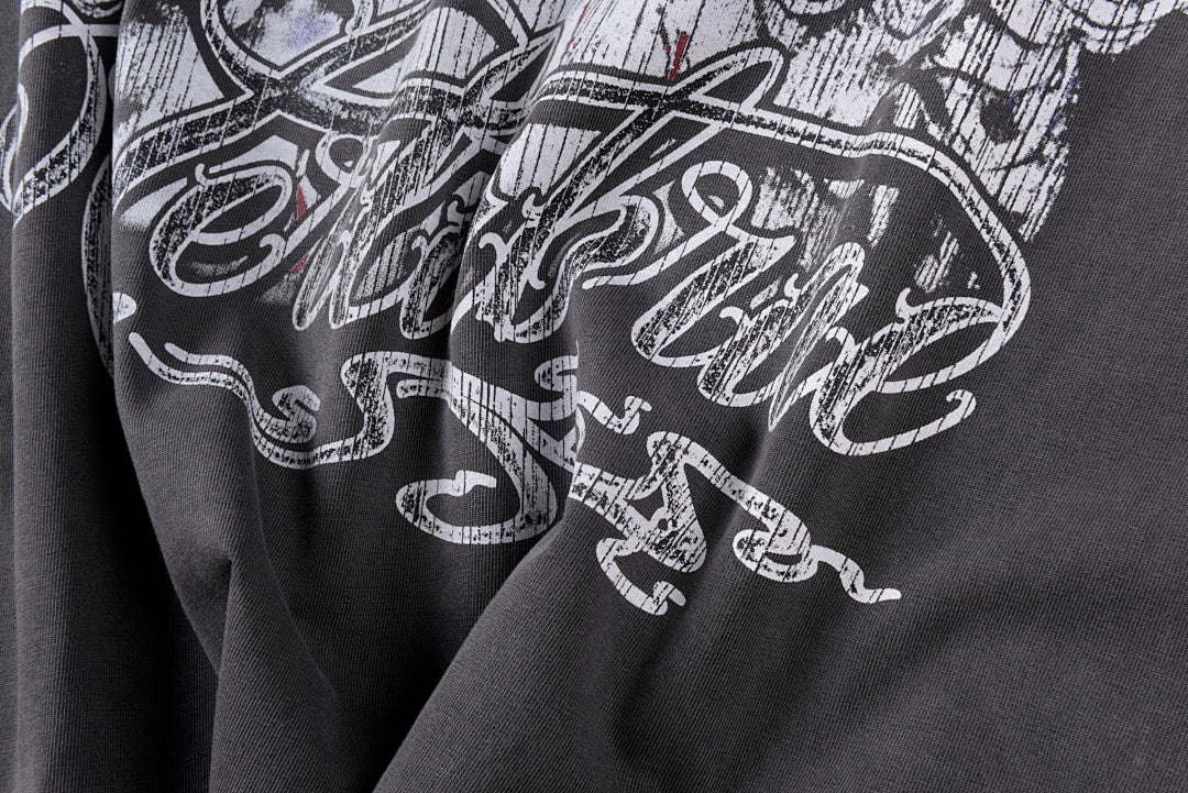 Vertabre Push Ornate Graphic Washed T-Shirt - Charcoal - product image 4