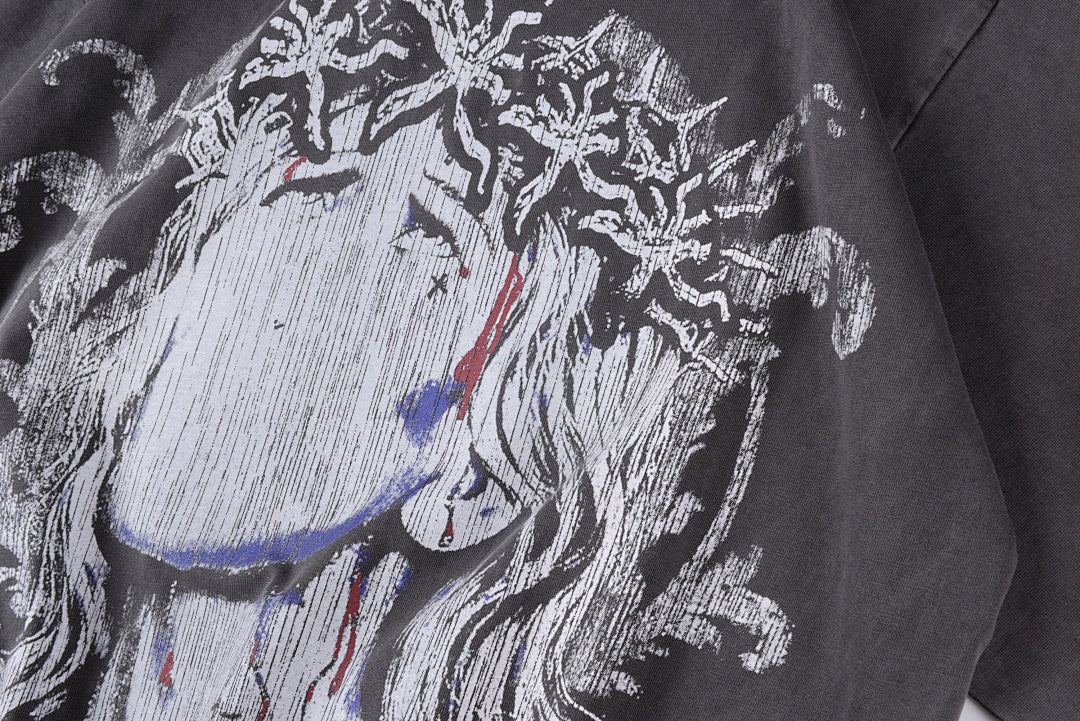 Vertabre Push Ornate Graphic Washed T-Shirt - Charcoal - product image 5