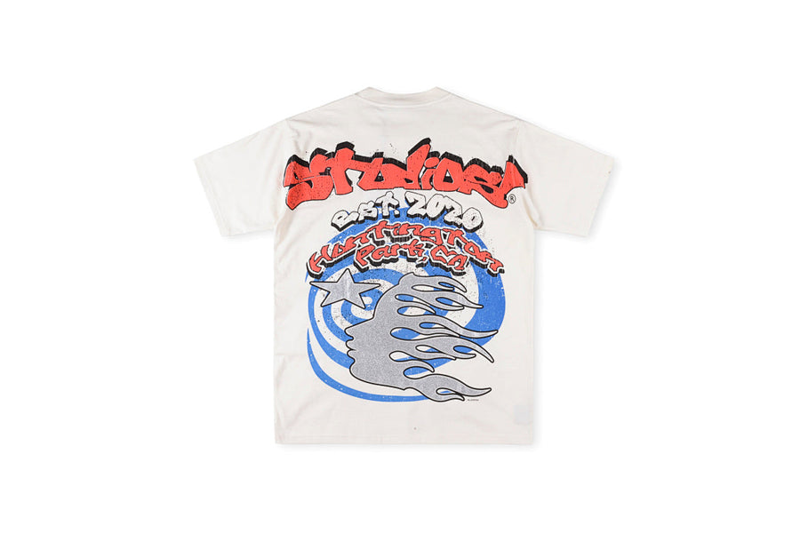 Hellstar Studios Screaming Kid Glitter Graphic T-Shirt - Light Gray
