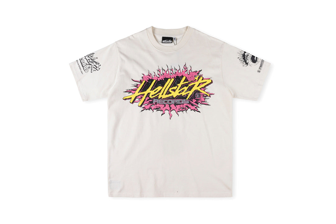 Hellstar Studios Pink Splash Logo T-Shirt - Light Gray - product image 1