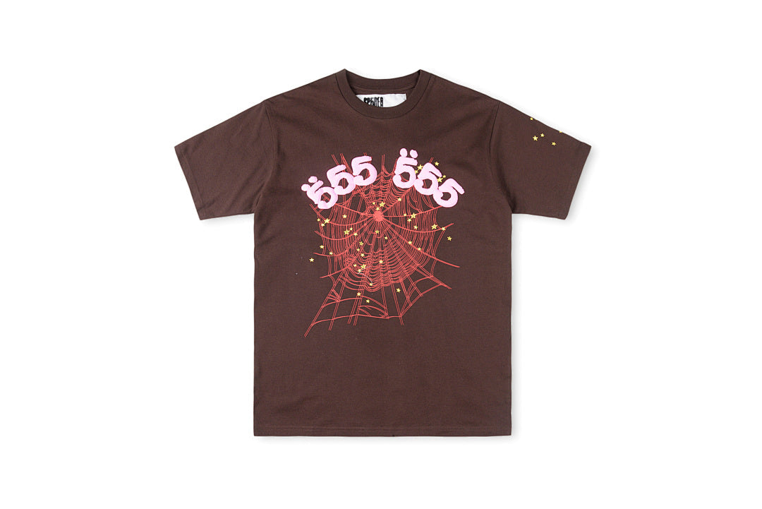 Sp5der 555555 Spider Web Graphic T-Shirt - Burgundy - product image 1