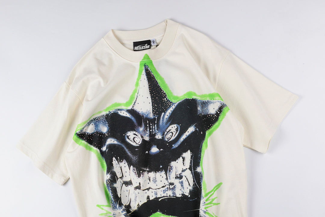 Hellstar Studios Smiling Star Rhinestone T-Shirt - Light Gray - product image 7