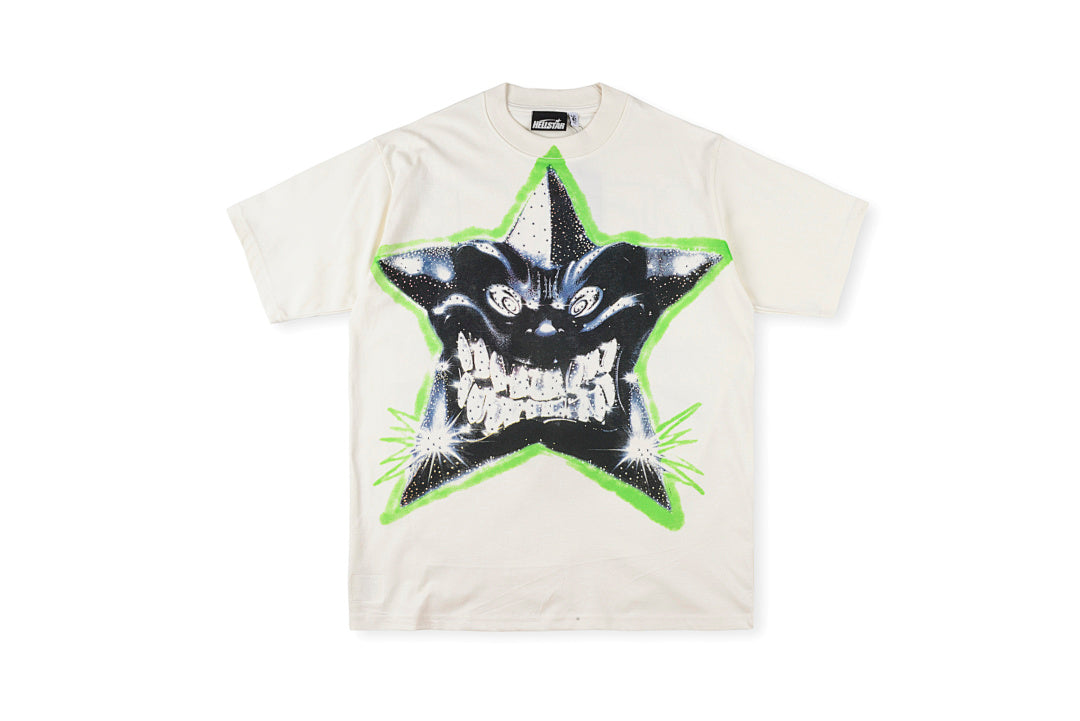 Hellstar Studios Smiling Star Rhinestone T-Shirt - Light Gray - product image 1