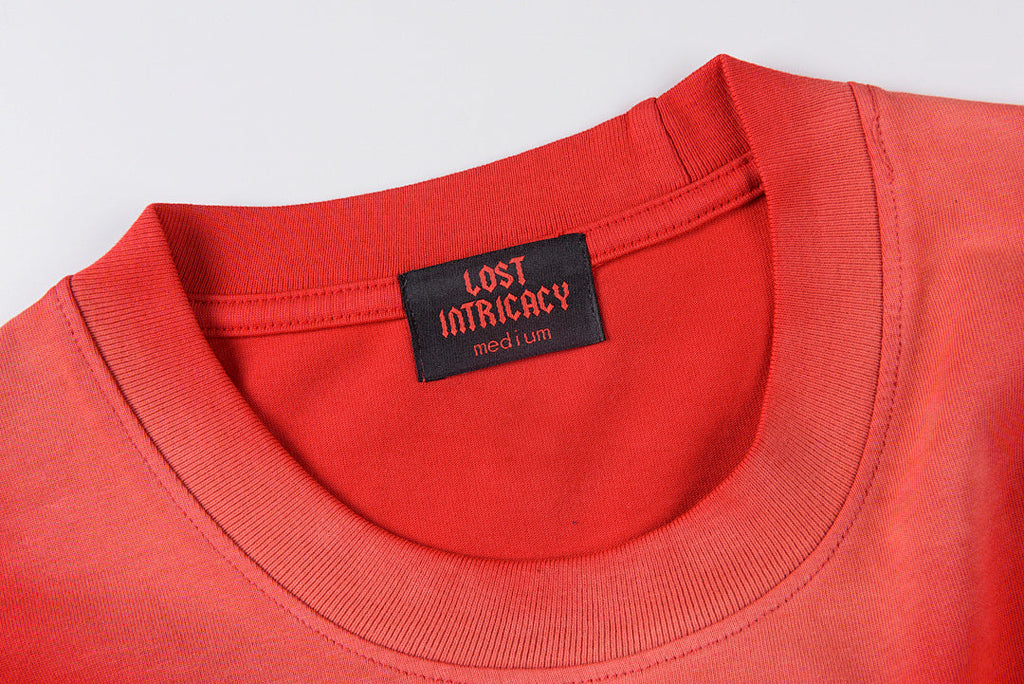 Lost Intricacy Rhinestone Logo Washed Cotton T-Shirt - Red - product image 4