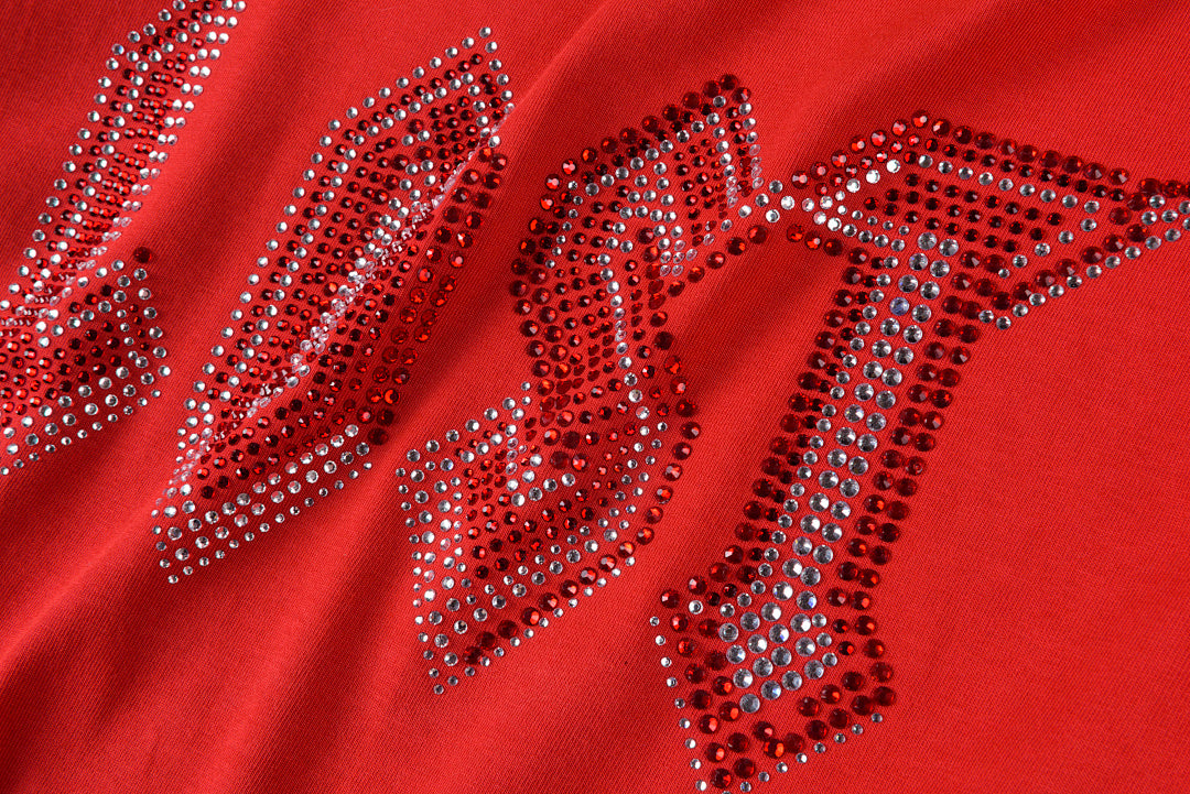 Lost Intricacy Rhinestone Logo Washed Cotton T-Shirt - Red - product image 6