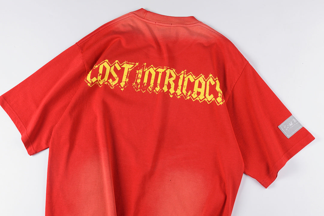 Lost Intricacy Rhinestone Logo Washed Cotton T-Shirt - Red - product image 10