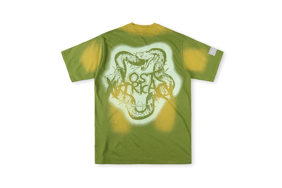 Lost Intricacy Rhinestone Snake Graphic Washed T-Shirt - Yellow