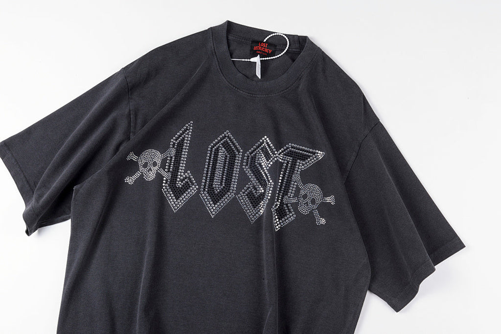 Lost Intricacy Rhinestone Skull Washed Cotton T-Shirt - Charcoal - product image 6