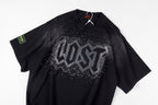 Lost Intricacy Rhinestone Logo Washed Cotton T-Shirt - Black / Light Gray - product image 3