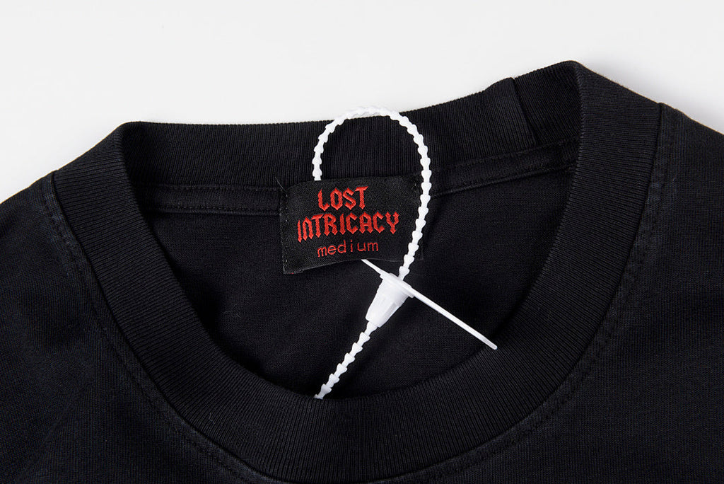 Lost Intricacy Rhinestone Logo Washed Cotton T-Shirt - Black / Light Gray - product image 5