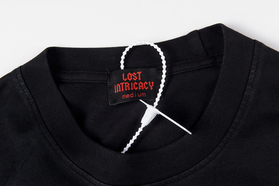 Lost Intricacy Rhinestone Logo Washed Cotton T-Shirt - Black / Light Gray - product image 5