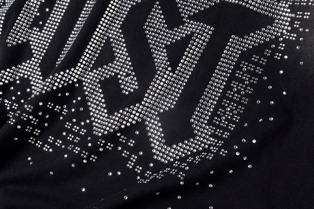 Lost Intricacy Rhinestone Logo Washed Cotton T-Shirt - Black / Light Gray - product image 7