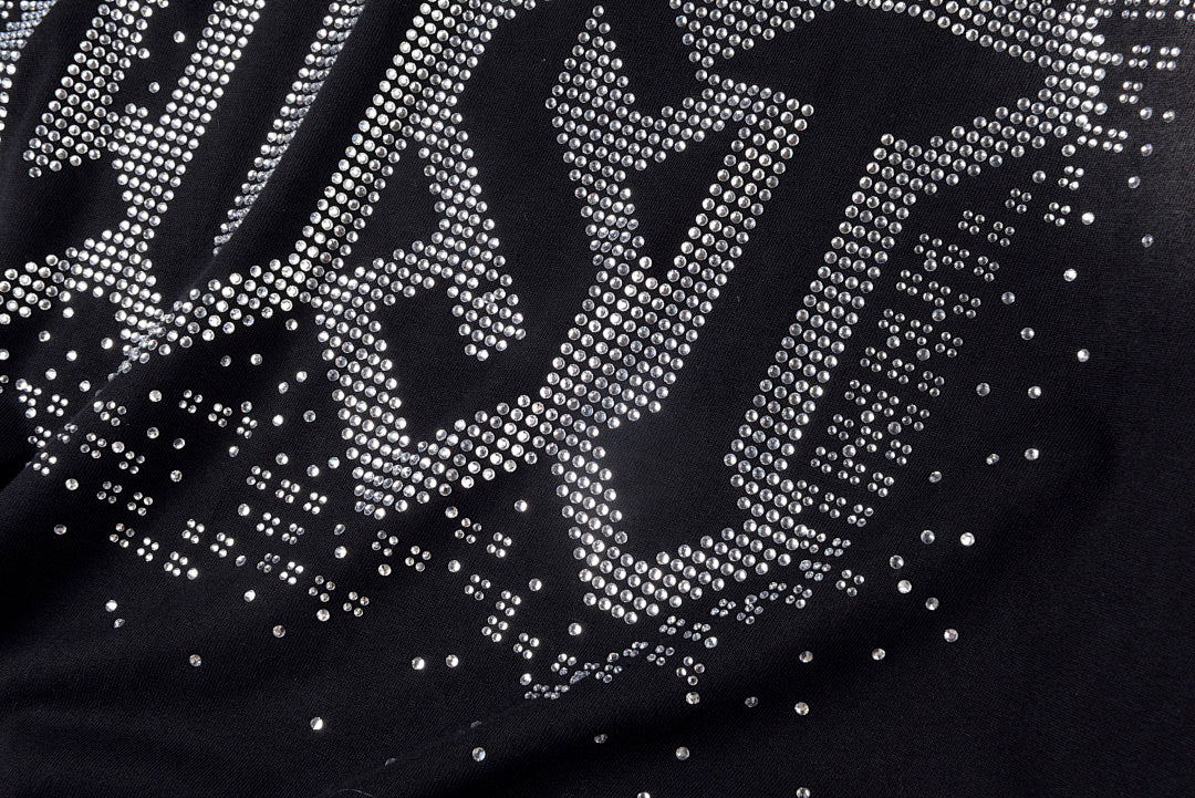 Lost Intricacy Rhinestone Logo Washed Cotton T-Shirt - Black / Light Gray - product image 7
