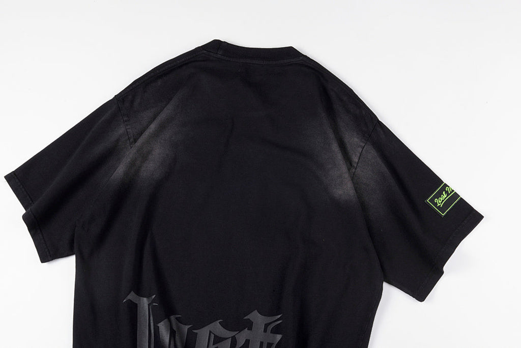 Lost Intricacy Rhinestone Logo Washed Cotton T-Shirt - Black / Light Gray - product image 9