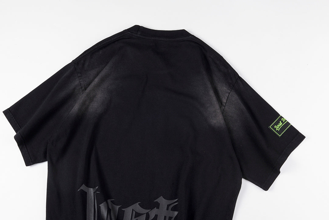Lost Intricacy Rhinestone Logo Washed Cotton T-Shirt - Black / Light Gray - product image 9