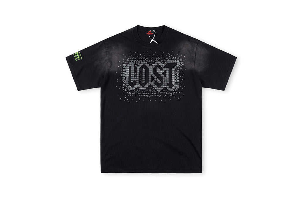 Lost Intricacy Rhinestone Logo Washed Cotton T-Shirt - Black / Light Gray - product image 11