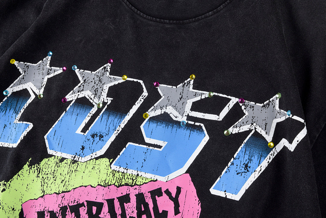 Lost Intricacy Rhinestone Graphic Washed Cotton T-Shirt - Black - product image 7