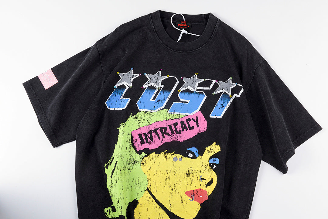 Lost Intricacy Rhinestone Graphic Washed Cotton T-Shirt - Black - product image 9