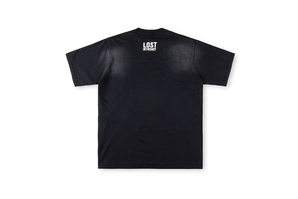 Lost Intricacy Rhinestone Logo Washed Cotton T-Shirt - Charcoal / Light Gray - product image 3
