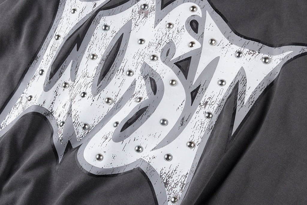 Lost Intricacy Rhinestone Logo Washed Cotton T-Shirt - Charcoal / Light Gray - product image 7
