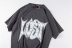 Lost Intricacy Rhinestone Logo Washed Cotton T-Shirt - Charcoal / Light Gray - product image 9