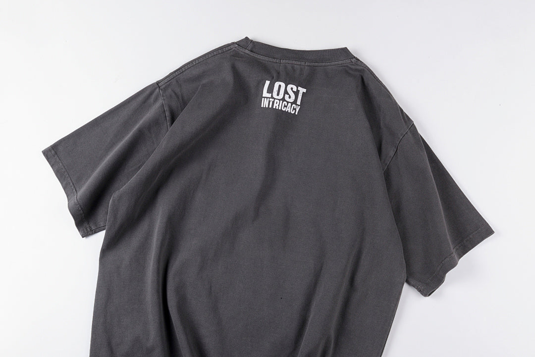 Lost Intricacy Rhinestone Logo Washed Cotton T-Shirt - Charcoal / Light Gray - product image 11