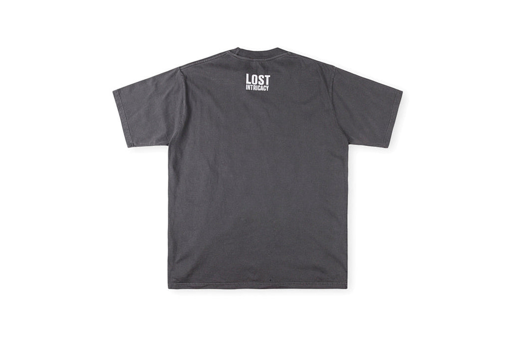Lost Intricacy Rhinestone Logo Washed Cotton T-Shirt - Charcoal / Light Gray - product image 12