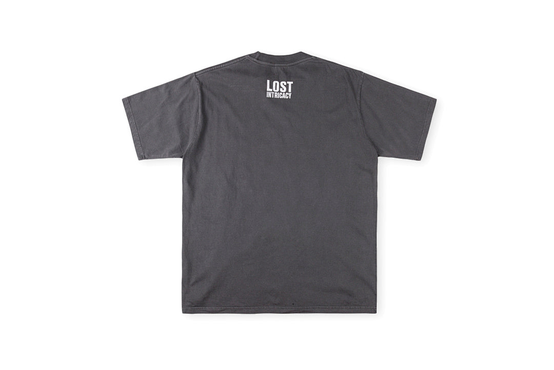 Lost Intricacy Rhinestone Logo Washed Cotton T-Shirt - Charcoal / Light Gray - product image 12