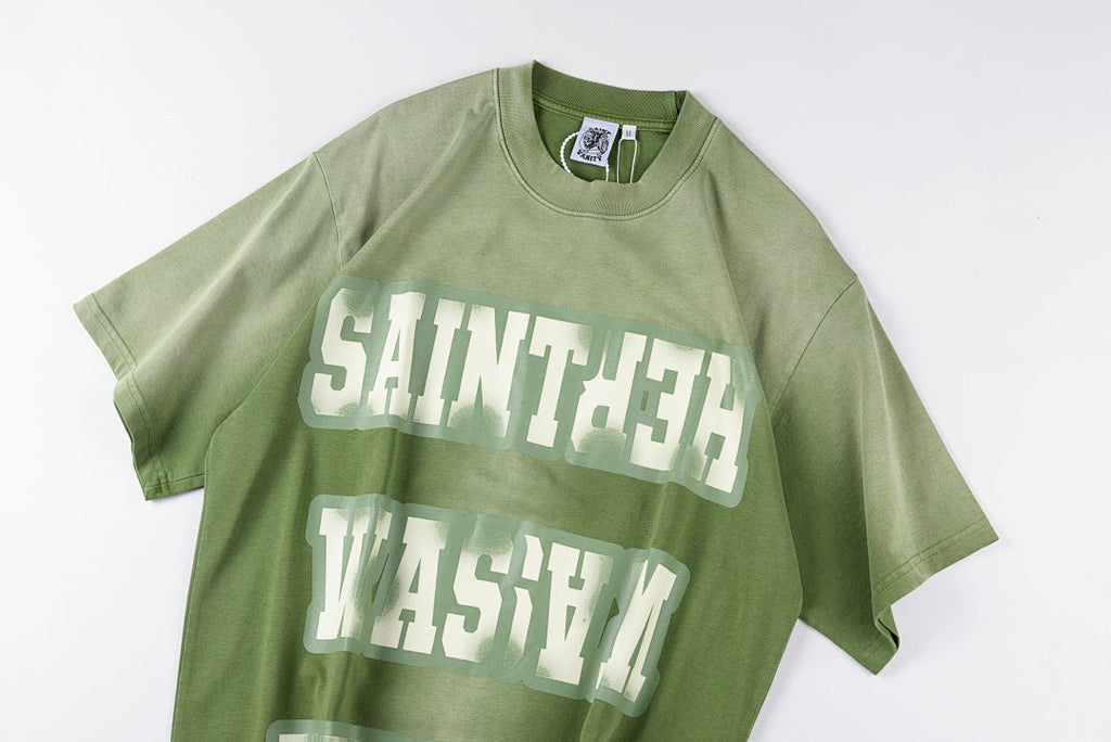 Saint Vanity Washed Collegiate Logo Cotton T-Shirt - Yellow Olive - product image 7