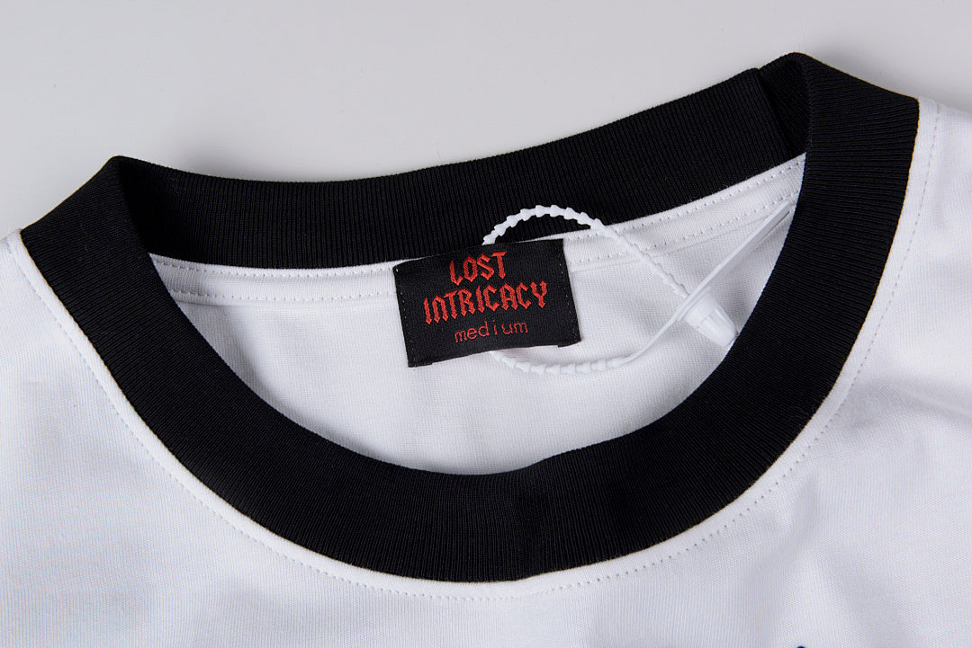Lost Intricacy Black and White Rhinestone Graphic T-Shirt - Light Gray - product image 5