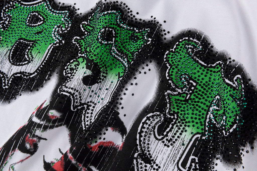 Lost Intricacy Black and White Rhinestone Graphic T-Shirt - Light Gray - product image 7