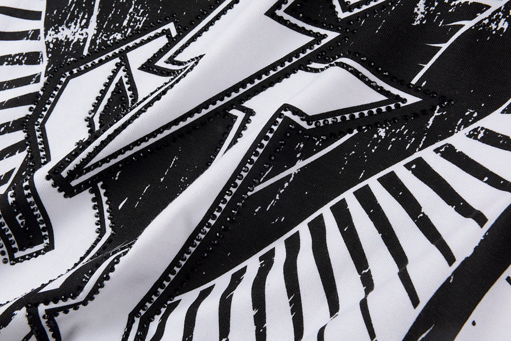 Lost Intricacy Black and White Rhinestone Graphic T-Shirt - Light Gray - product image 10