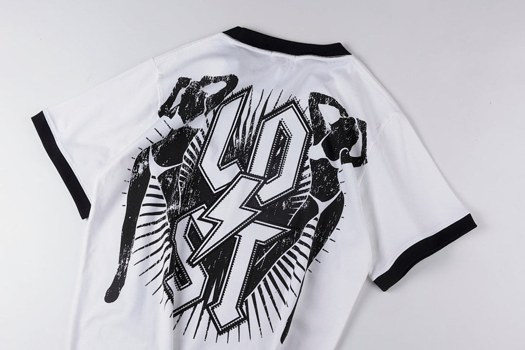 Lost Intricacy Black and White Rhinestone Graphic T-Shirt - Light Gray - product image 2