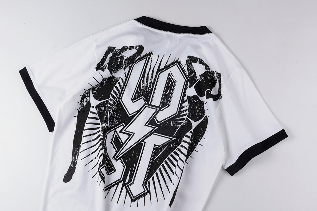 Lost Intricacy Black and White Rhinestone Graphic T-Shirt - Light Gray - product image 2