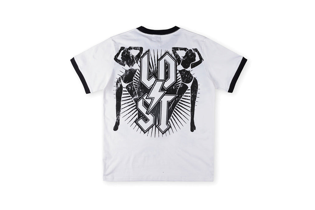 Lost Intricacy Black and White Rhinestone Graphic T-Shirt - Light Gray - product image 1
