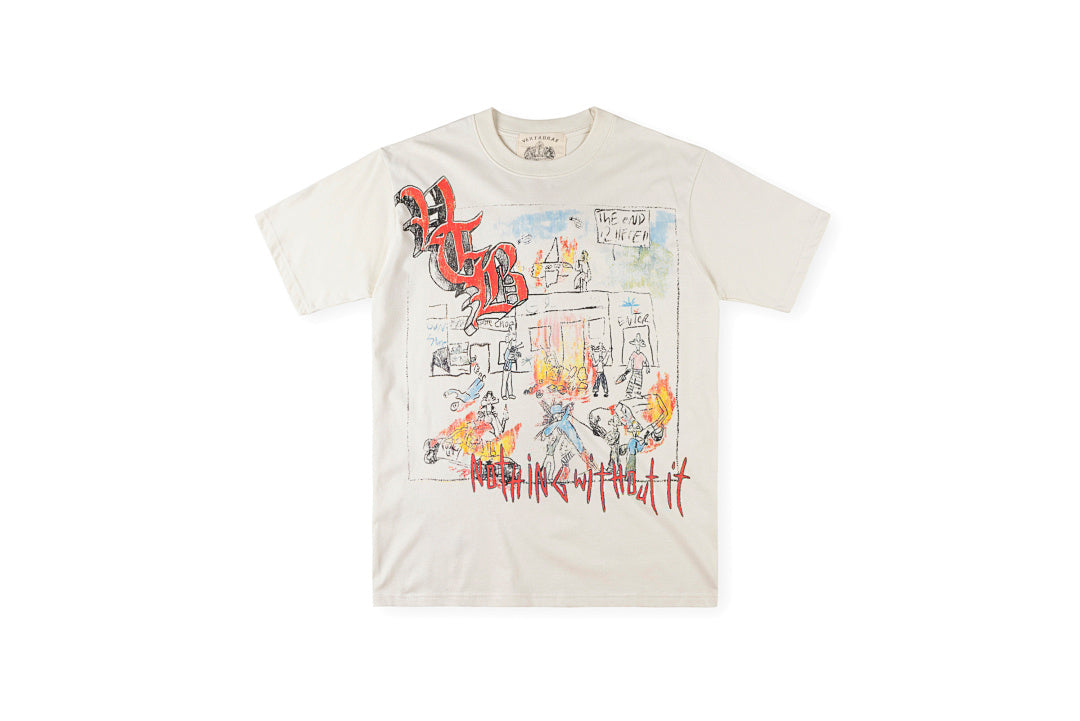 Vertabrae Push Graffiti Graphic Cotton T-Shirt - Light Gray Mint - product image 1