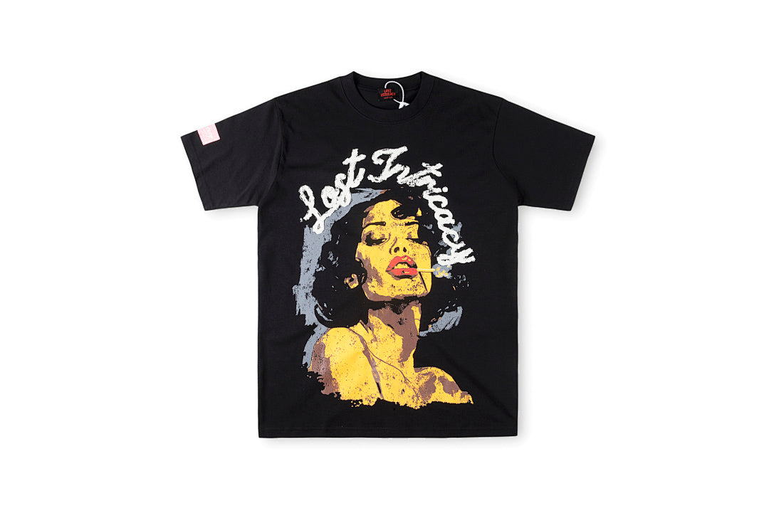 Lost Intricacy Woman Portrait Washed Cotton T-Shirt - Black - product image 1